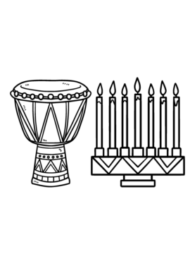 Dibujo de Página para Colorear del Djembe Aislado de Kwanzaa para Colorear