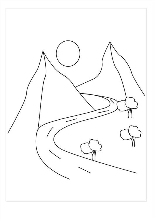 Dibujo de Carretera Curva para Colorear