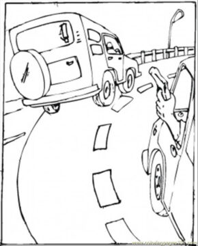 Dibujo de Disparos en la Carretera para Colorear