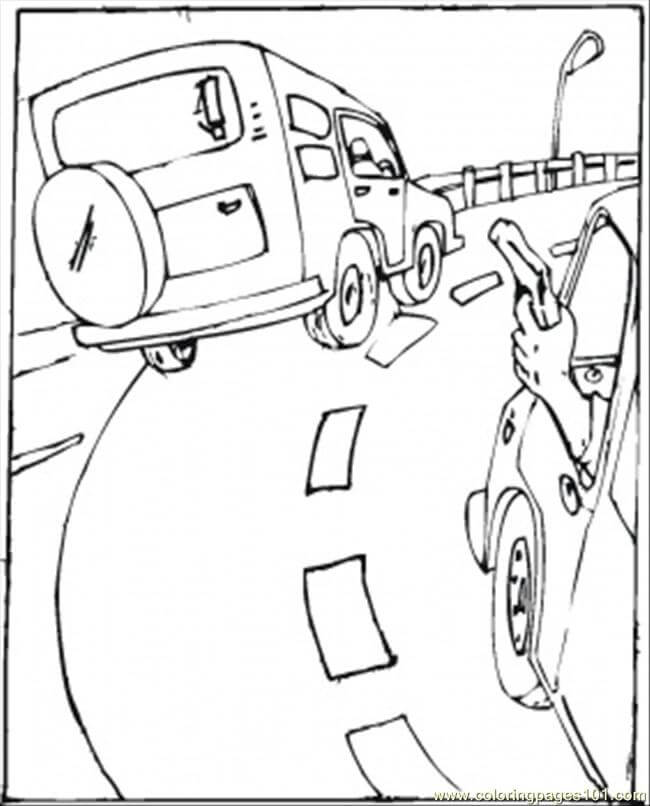Dibujo de Disparos en la Carretera para Colorear