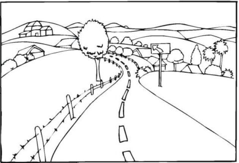 Dibujo de Paisaje de Carretera 1 para Colorear
