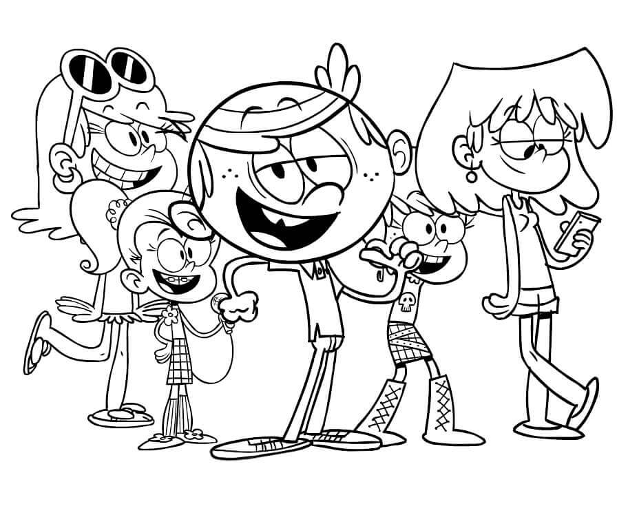 Dibujo de Los Personajes de la Casa Ruidosa para Colorear