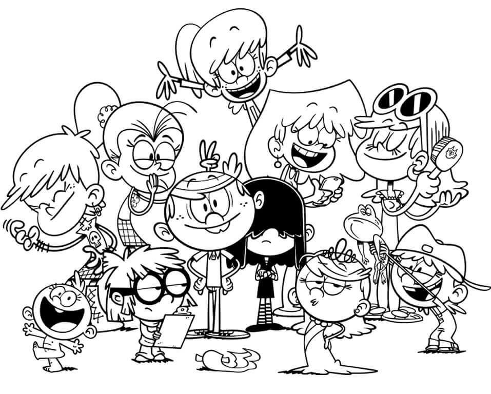 Dibujo de Personajes de la Casa Ruidosa para Colorear