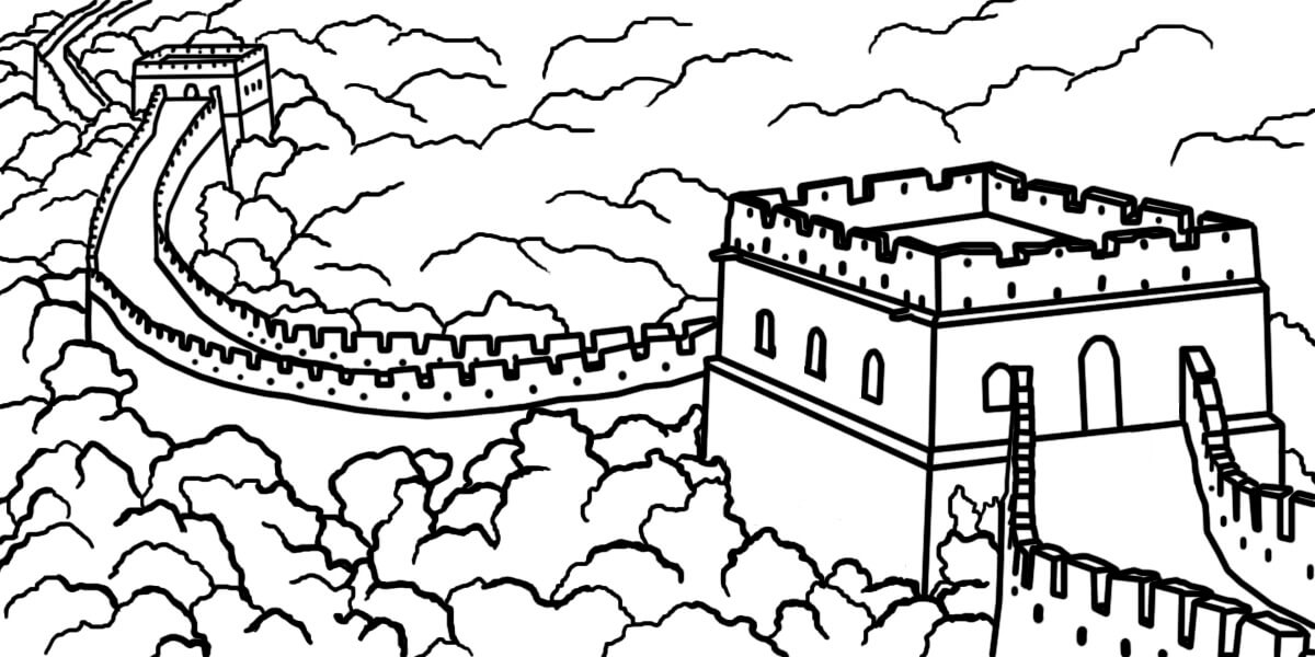 Dibujo de Gran Muralla Normal para Colorear