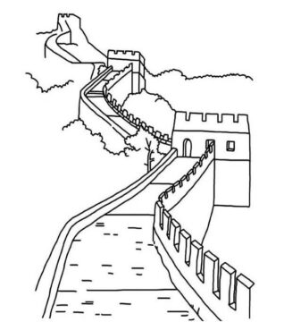 Dibujo de Gran Muralla Sencilla para Colorear