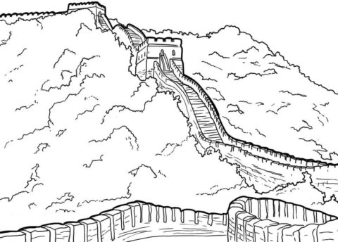 Dibujo de Hermosa Gran Muralla para Colorear