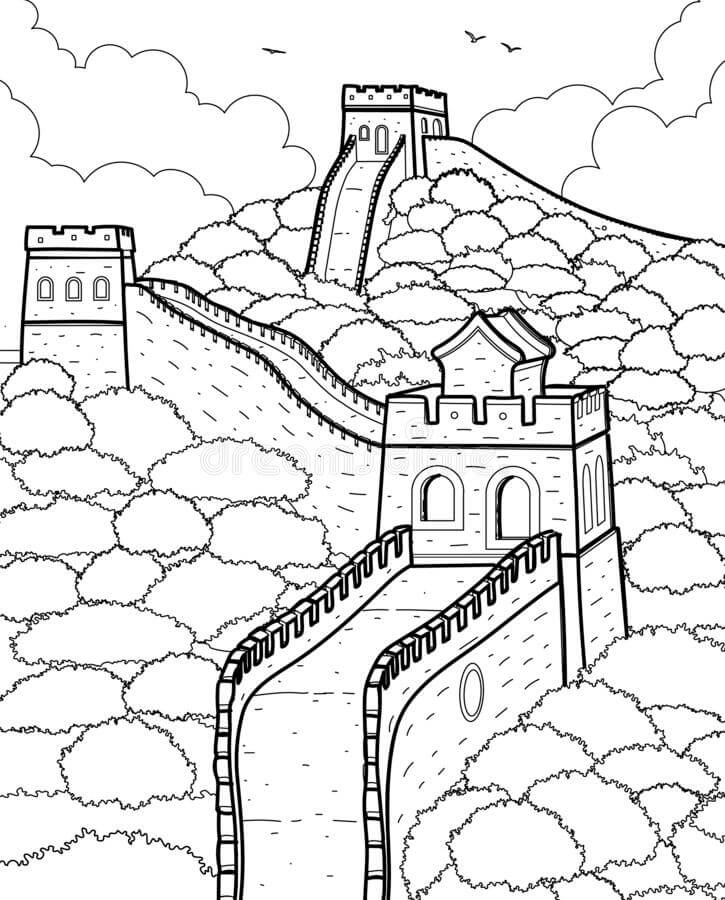Dibujo de Perfecta Gran Muralla para Colorear