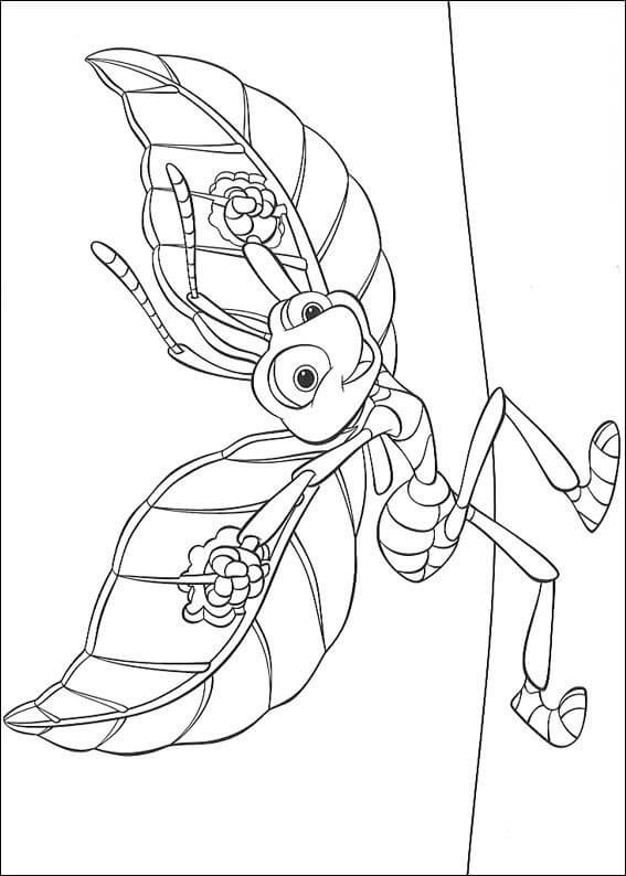 Dibujo de Flik con Alas de Hoja para Colorear