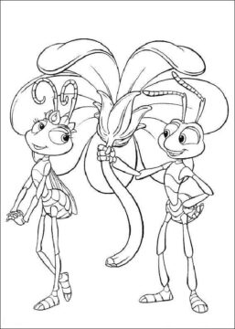 Dibujo de Flik y Atta para Colorear