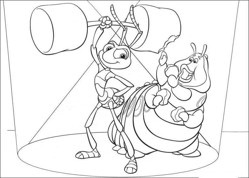 Dibujo de Flik y Heimlich para Colorear