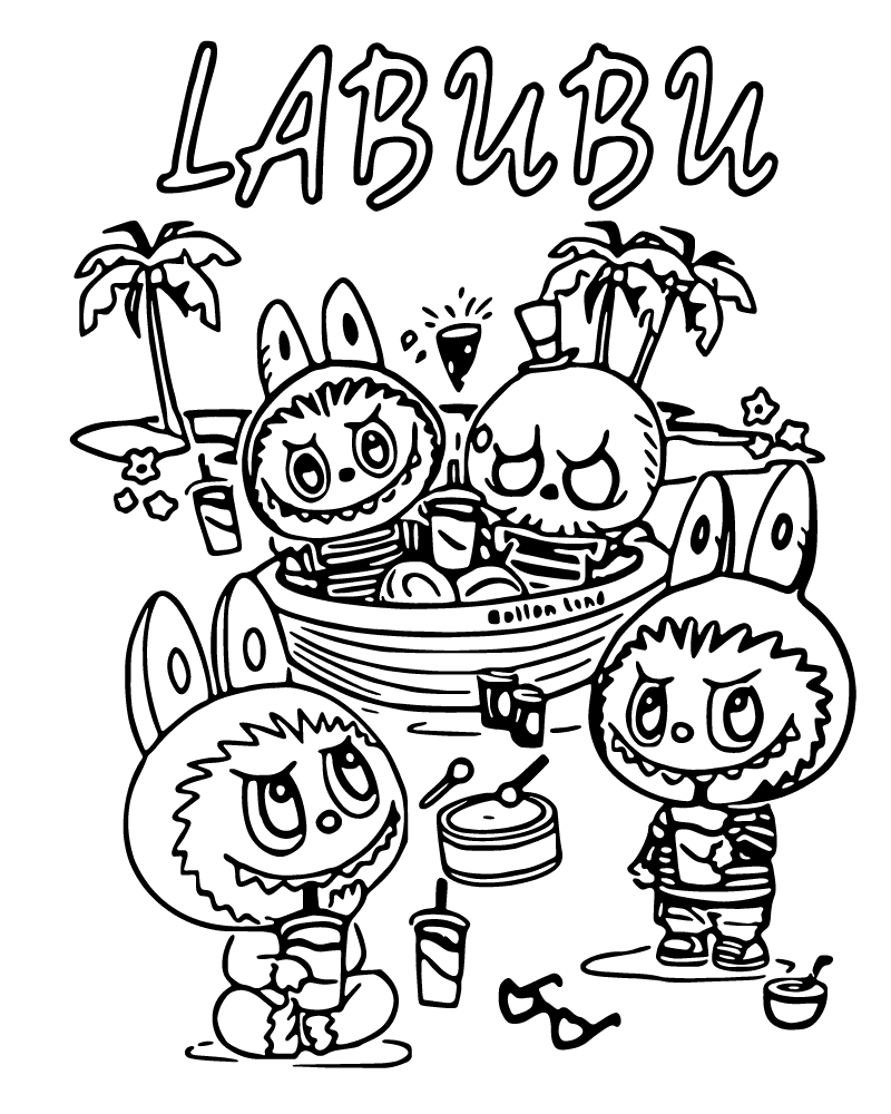 Dibujo de Labubu At The Beach Coloring Page para Colorear