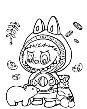 Dibujo de Labubu Chibi Coloring Page para Colorear