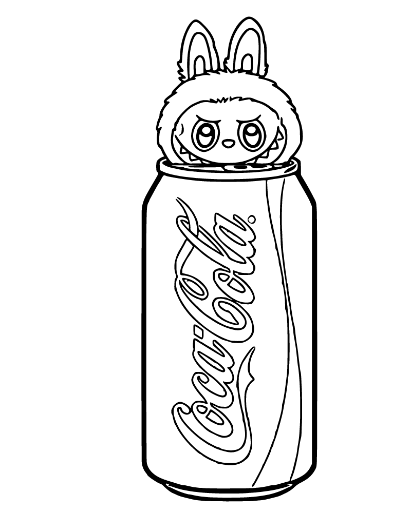 Dibujo de Labubu Coca Cola Coloring Page para Colorear