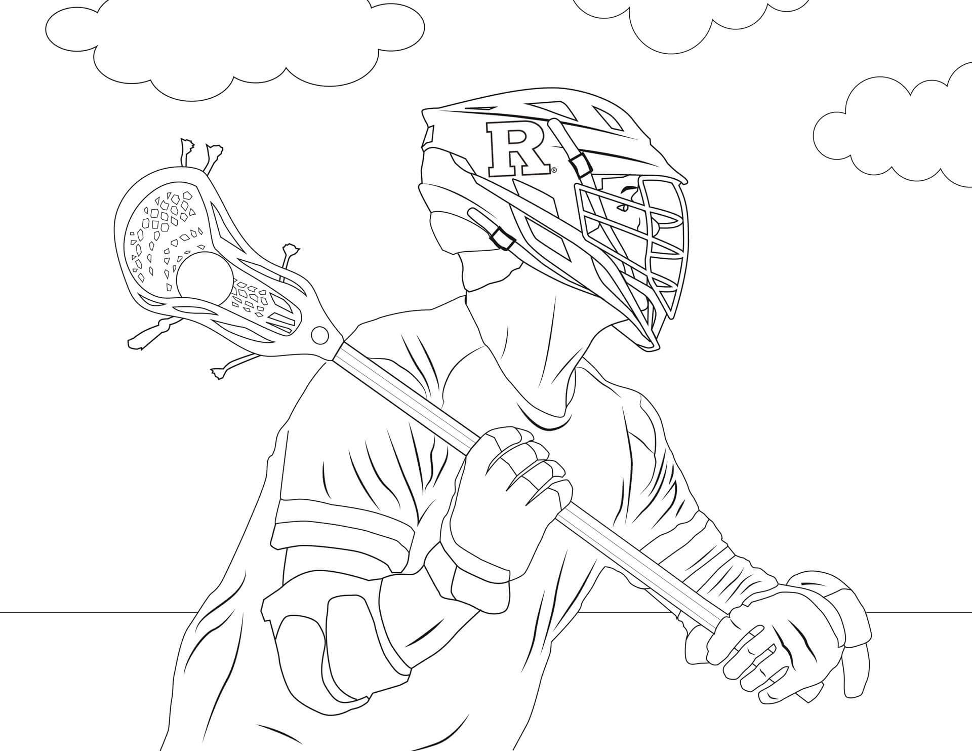 Dibujo de Cara Jugador de Lacrosse para Colorear
