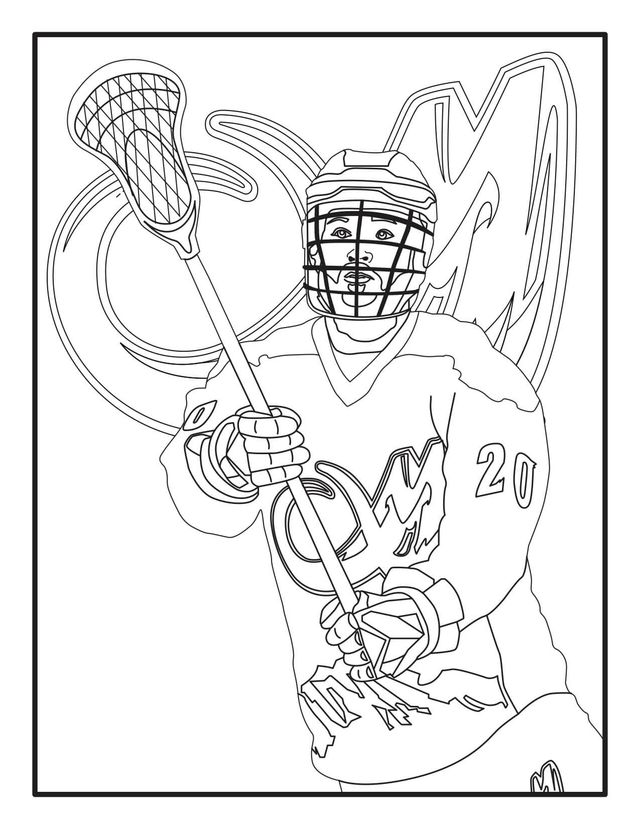 Dibujo de Cara Fresca Jugador de Lacrosse para Colorear