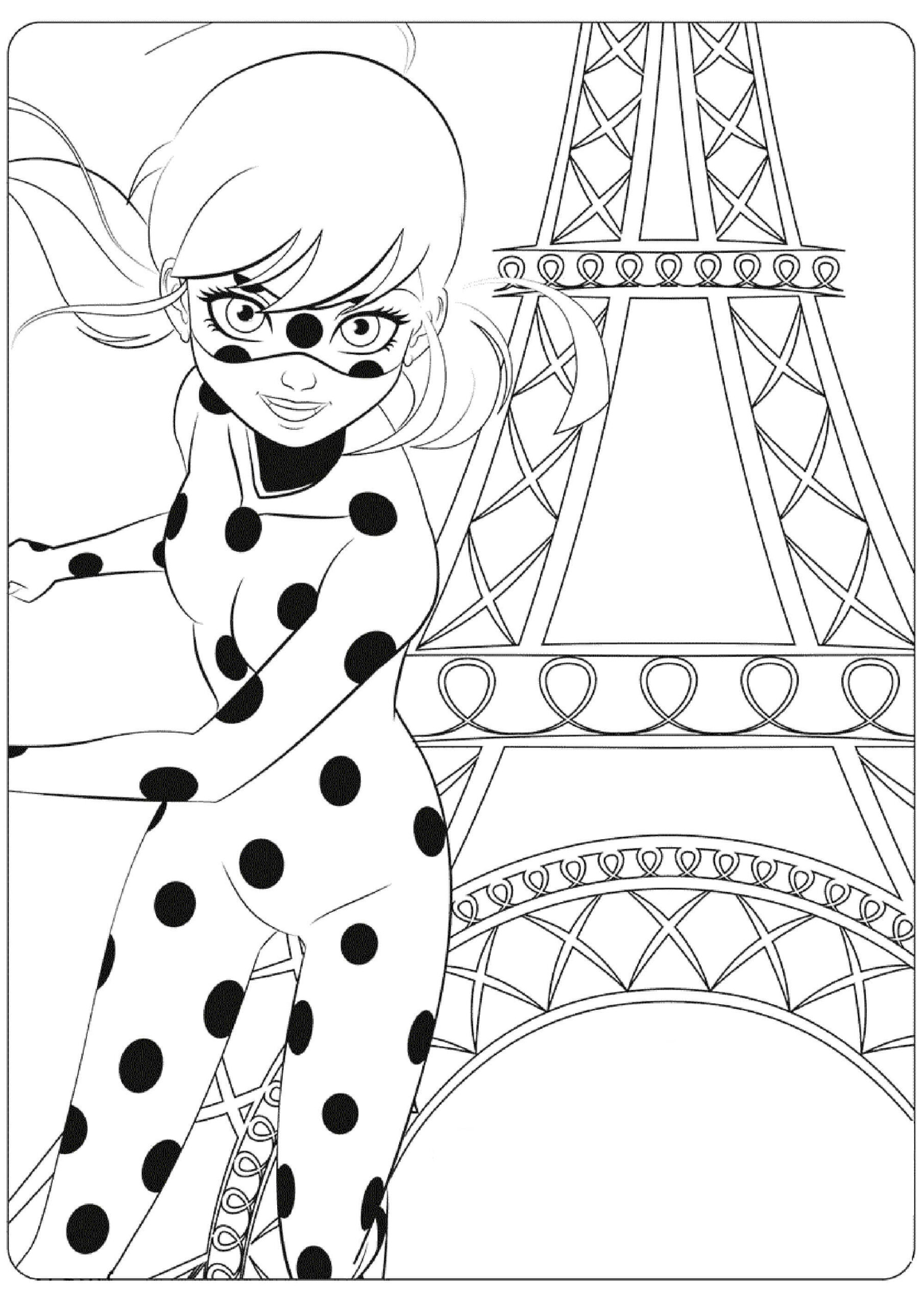 Dibujo de Ladybug Mit Eiffelturm Scaled para Colorear