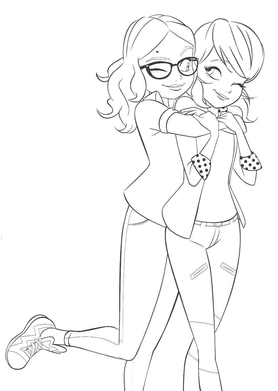 Dibujo de Ladybug Umarmt Freund para Colorear