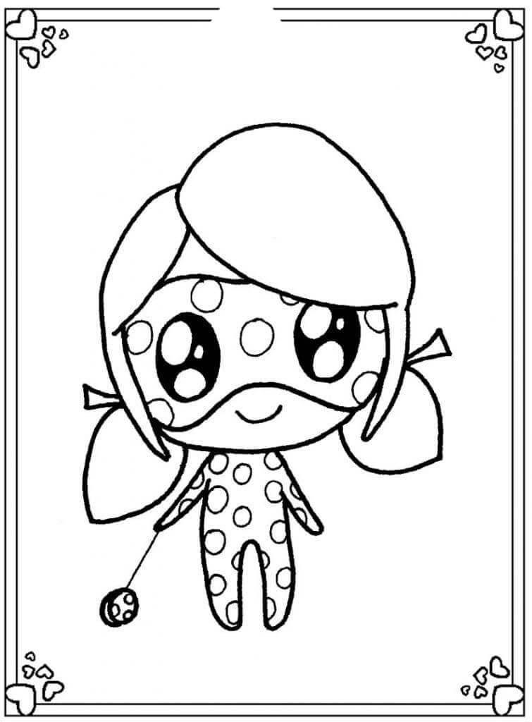 Dibujo de Chibi Mariquita Sonriendo para Colorear