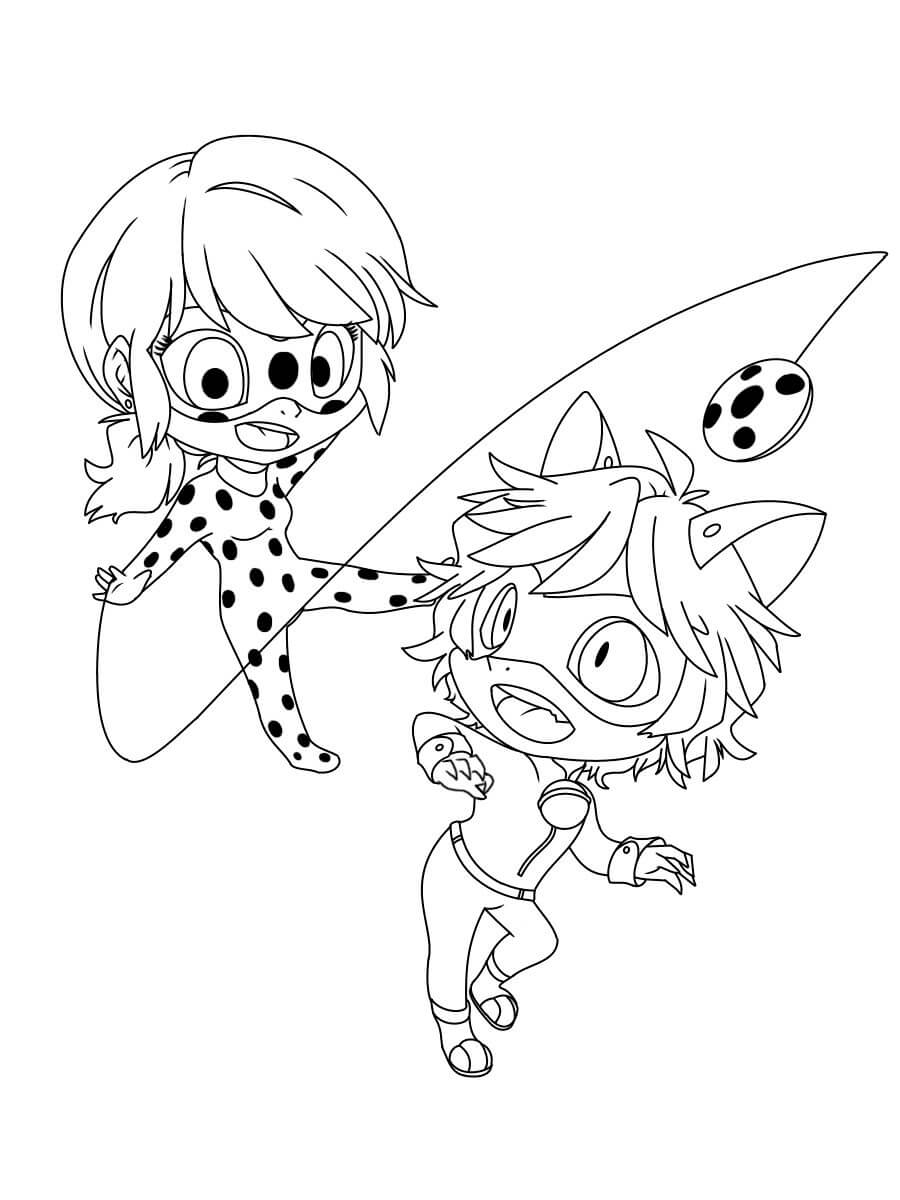 Dibujo de Cuentos de Mariquita y Gato Negro para Colorear