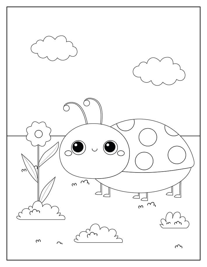 Dibujo de La Mariquita Mas Adorable para Colorear