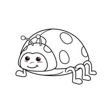 Dibujo de Mariquita Kawaii Sonriendo para Colorear
