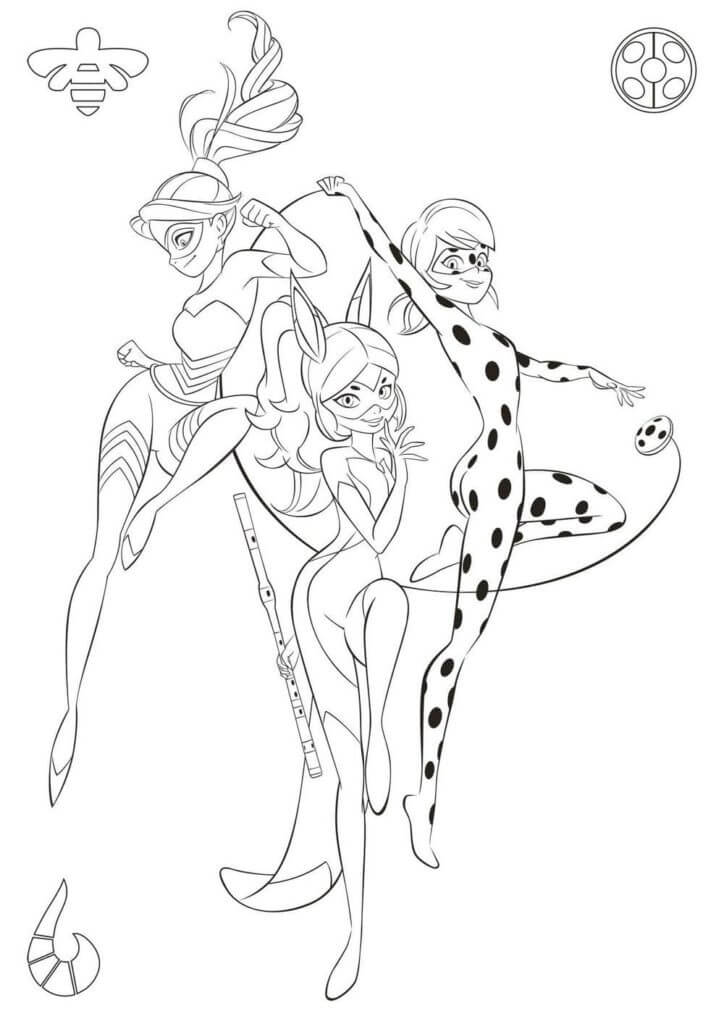 Dibujo de Mariquita y Amigos para Colorear