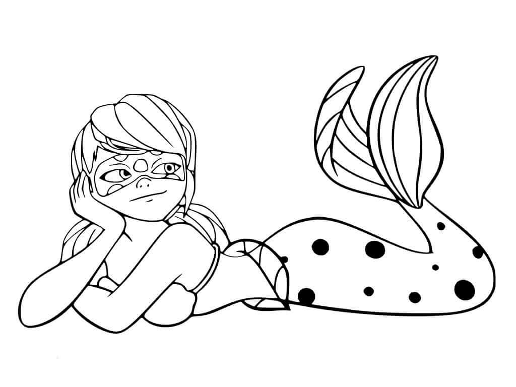 Dibujo de Sirena Mariquita para Colorear