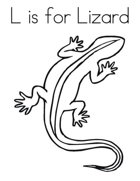 Dibujo de L Es para Lagarto para Colorear