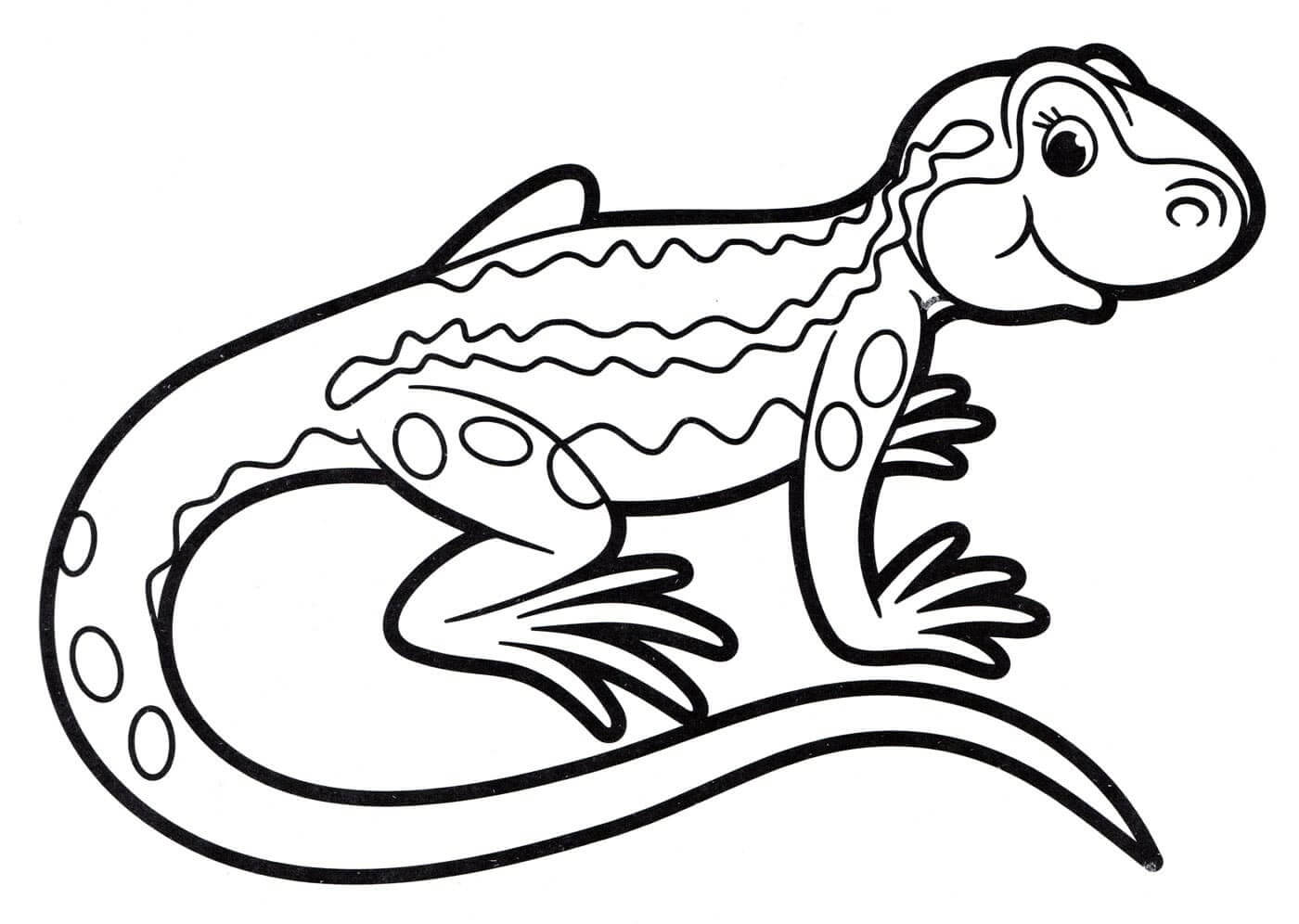 Dibujo de Lagarto Sonriendo para Colorear