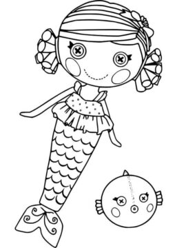 Dibujo de Lalaloopsy la Sirena y el Pez Globo para Colorear