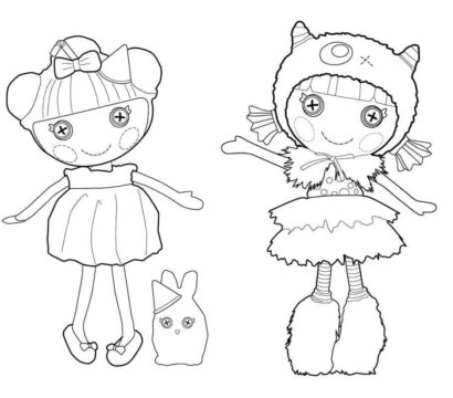 Dibujo de Lalaloopsy y Amiga para Colorear