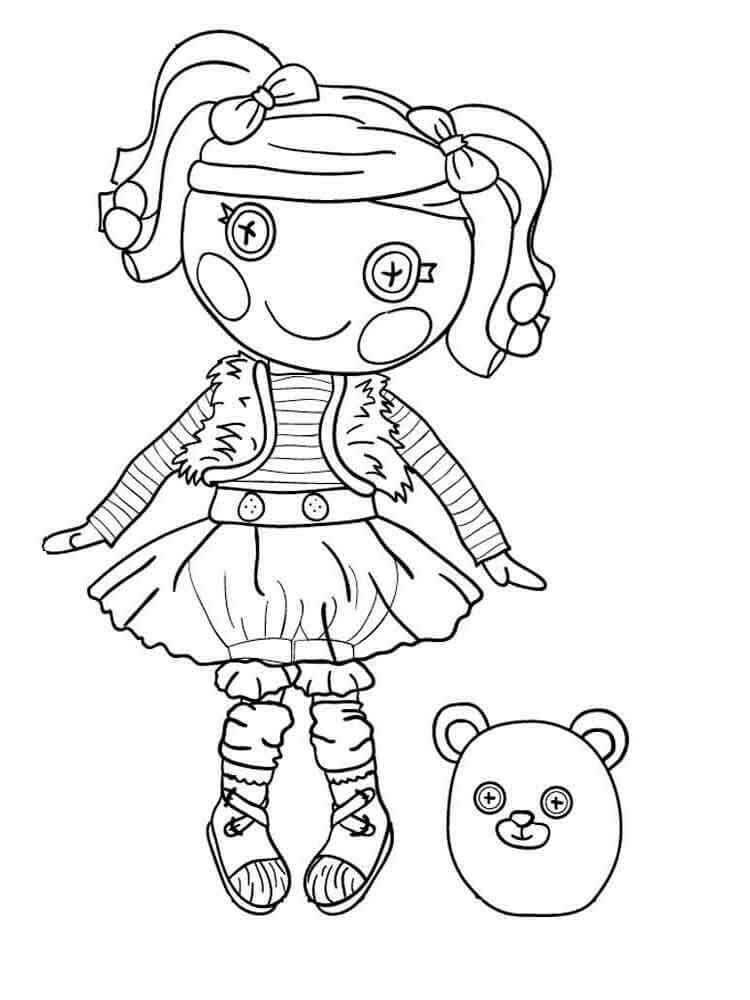 Dibujo de Lalaloopsy y Cabeza de Oso para Colorear