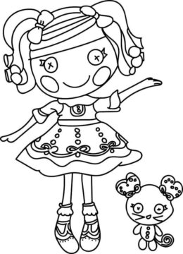 Dibujo de Lalaloopsy con Gato para Colorear