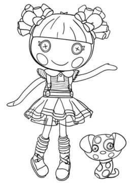 Dibujo de Lalaloopsy con Perro para Colorear