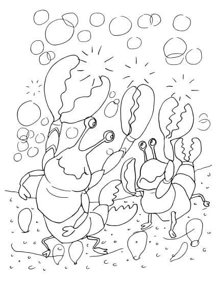 Dibujo de Dos Langostas para Colorear