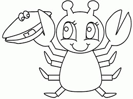 Dibujo de Langosta de Dibujos Animados Sonriendo para Colorear