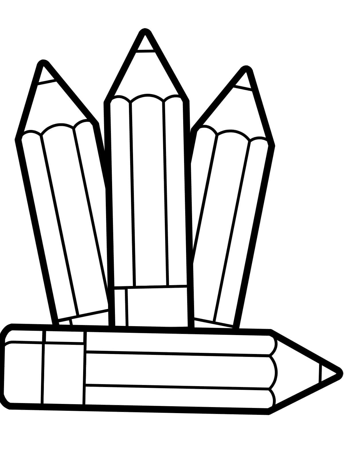 Dibujo de Cuatro lápices para Colorear
