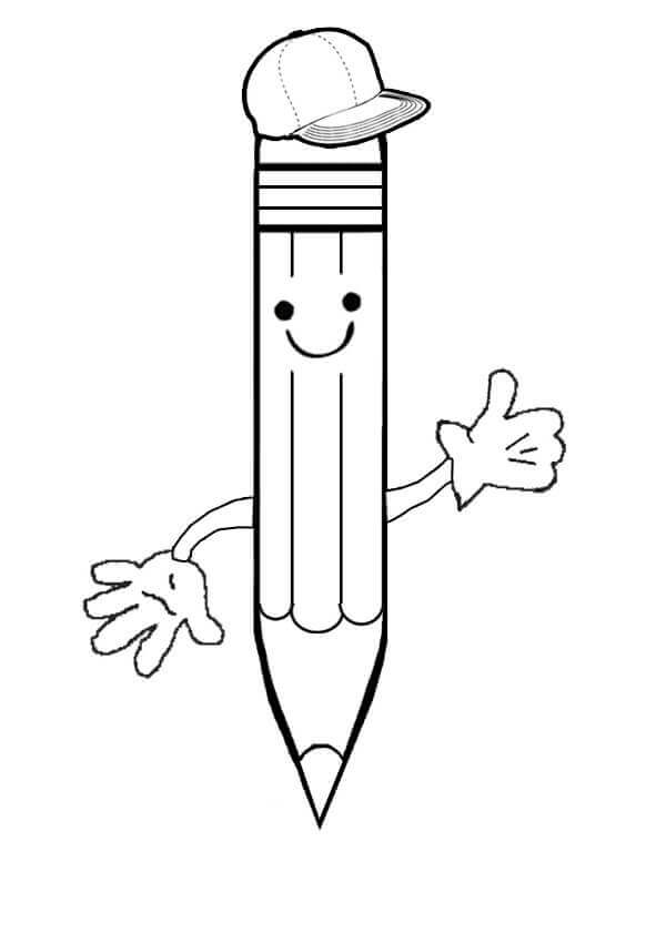 Dibujo de Lápiz Sonriente para Colorear