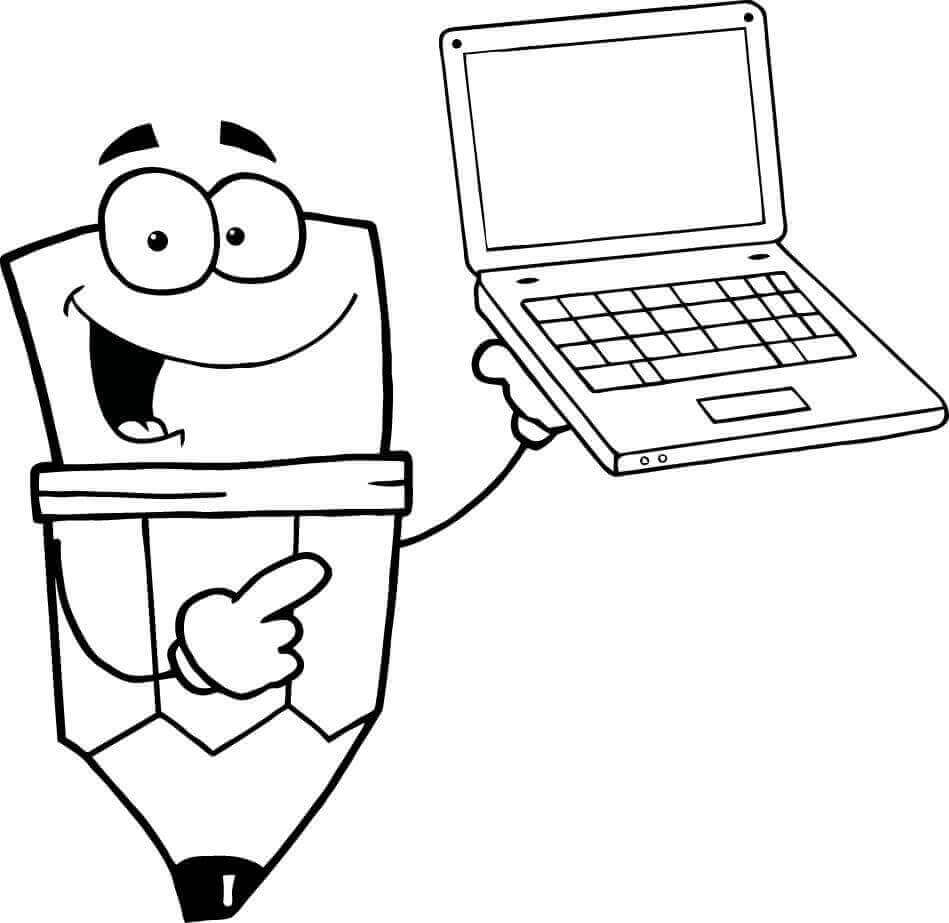 Dibujo de Lápiz Divertido con Portatil para Colorear