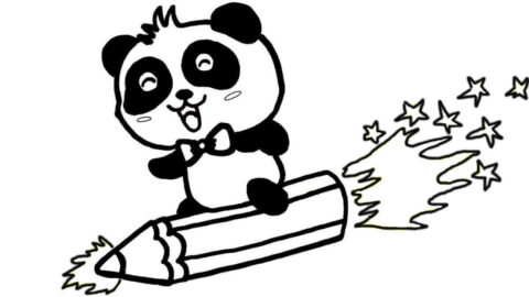 Dibujo de Panda con lápiz Cohete para Colorear