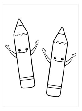 Dibujo de Sonriendo Dos lápices para Colorear