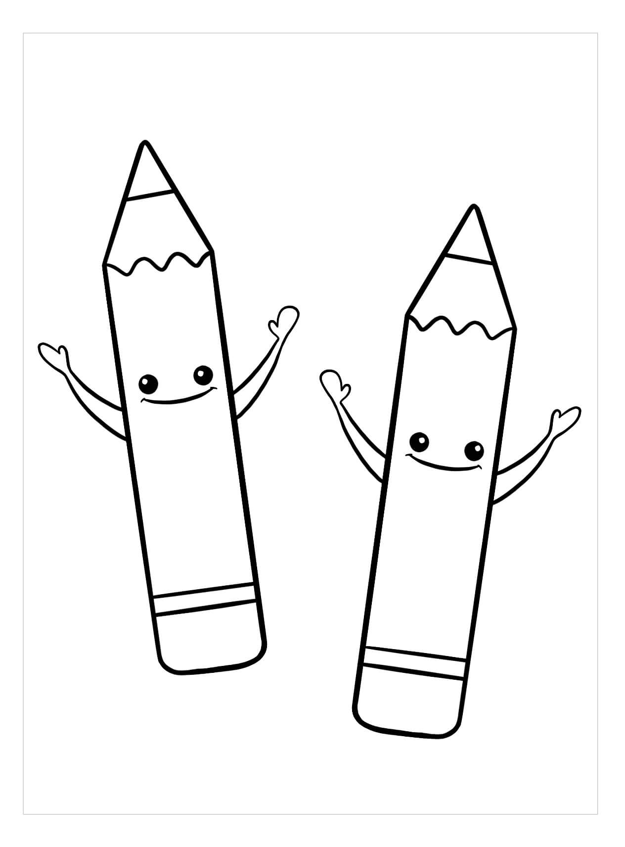 Dibujo de Sonriendo Dos lápices para Colorear