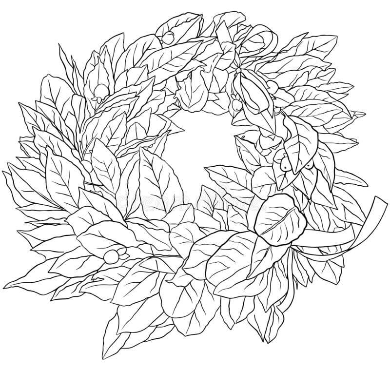 Dibujo de Corona de Laurel de Color para Colorear