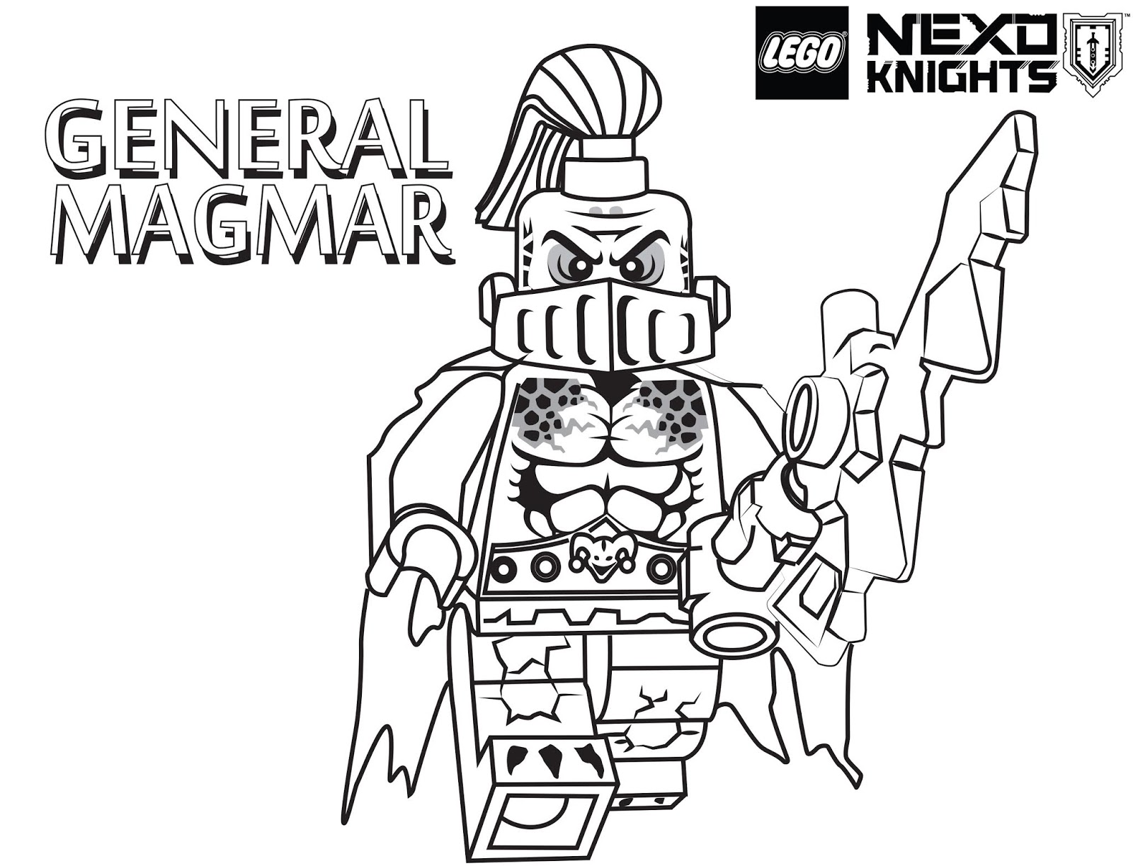 Dibujo de Aterrador General Magmar Caballero para Colorear