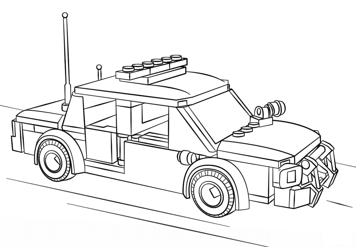 Dibujo de Coche de policía Lego para Colorear