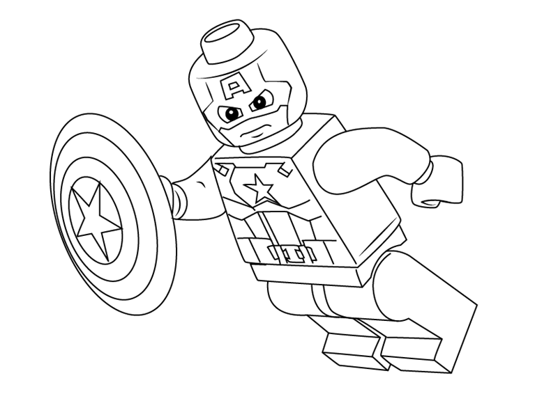 Dibujo de Enojado Lego capitán América para Colorear