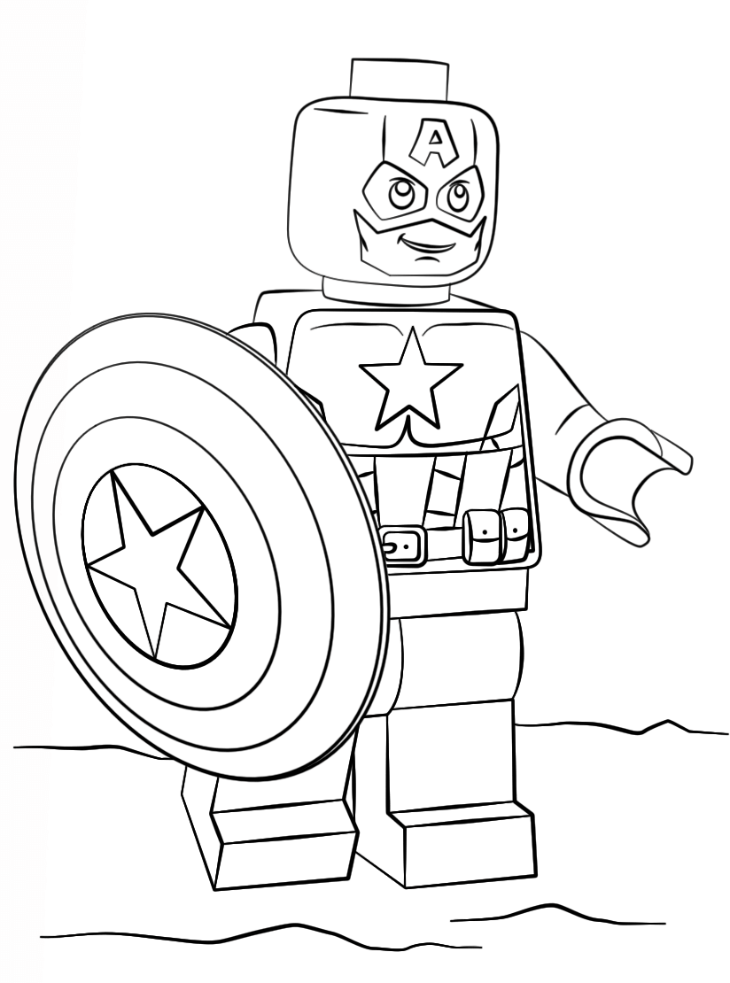 Dibujo de Lego Vengadores capitán América para Colorear