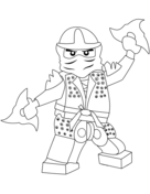 Dibujo de Ninja Verde con 2 Dardos para Colorear