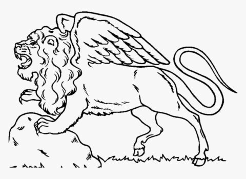 Dibujo de Los Leones Tienen Alas para Colorear