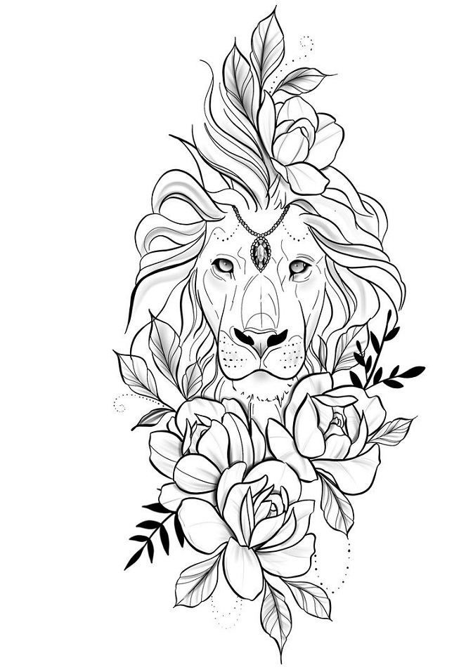 Dibujo de Hermoso Rostro de león para Colorear